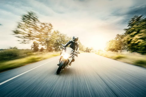 Motorcycle in blurred motion